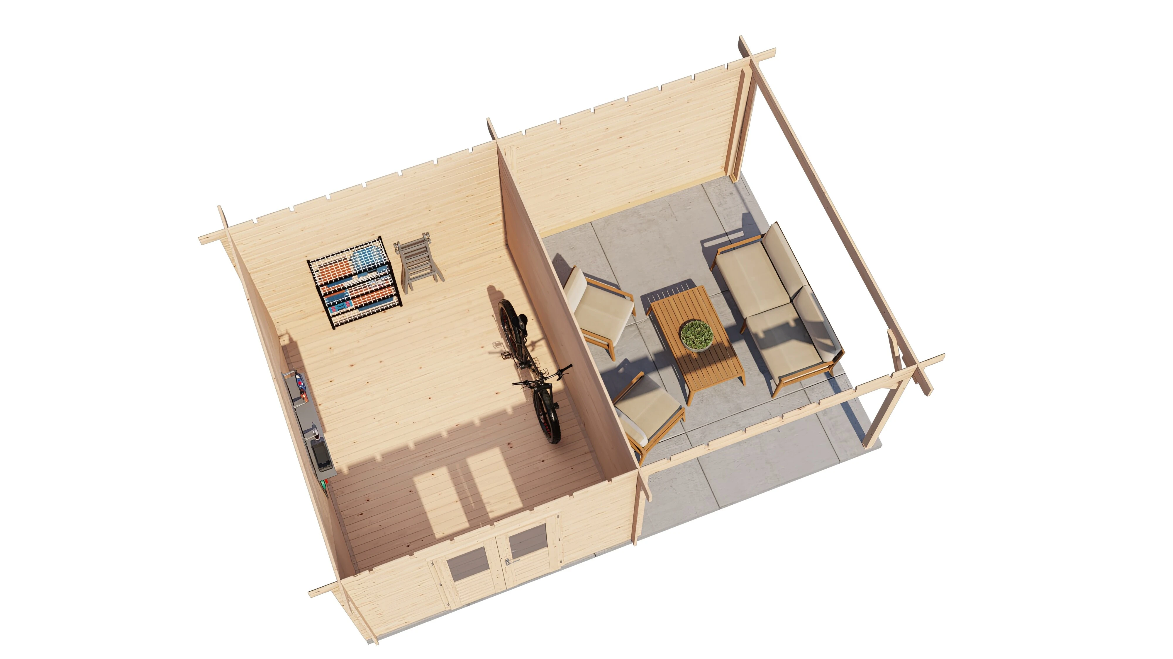 Lugarde Select Blockhaus Bielefeld mit Vordach 300x400cm + 300cm -