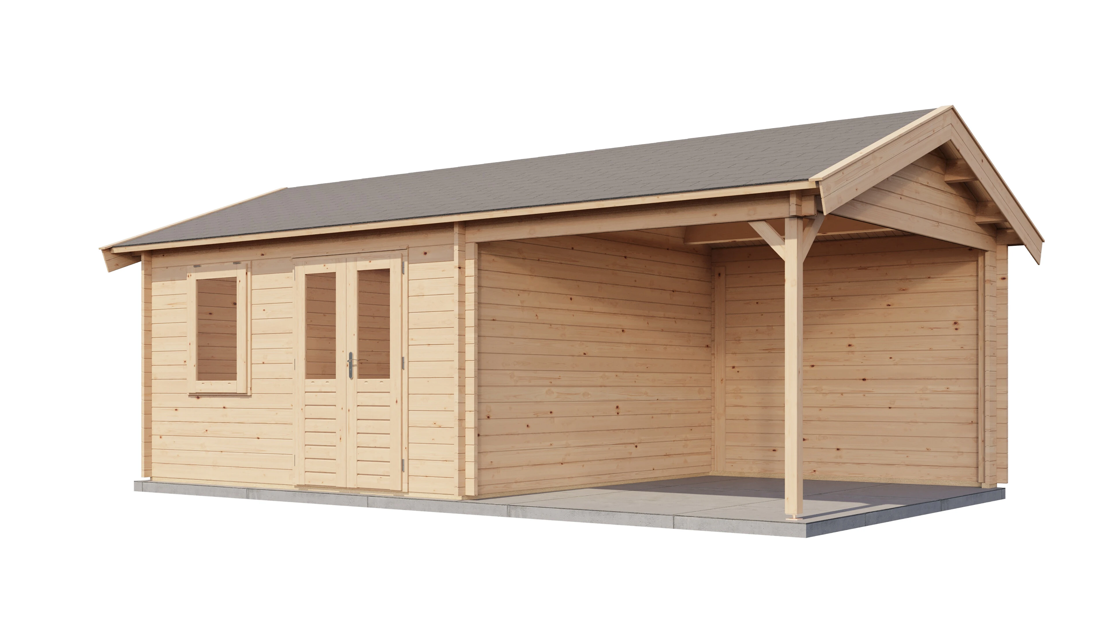 Lugarde Select Blockhaus Hagenow mit Vordach 400x400cm + 300cm -