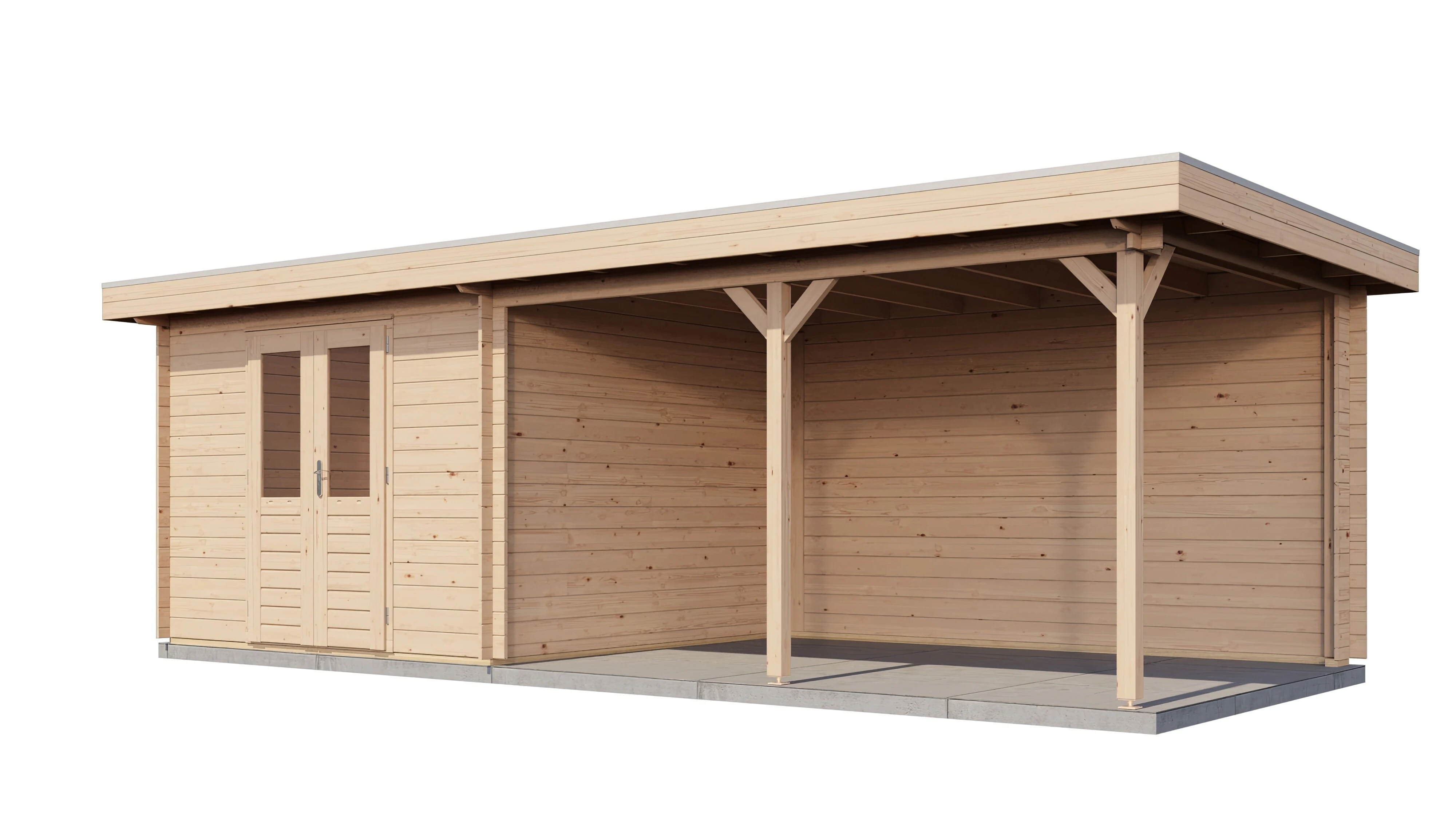 Lugarde Select Blockhaus Bensheim mit Vordach 300x300cm + 400cm -