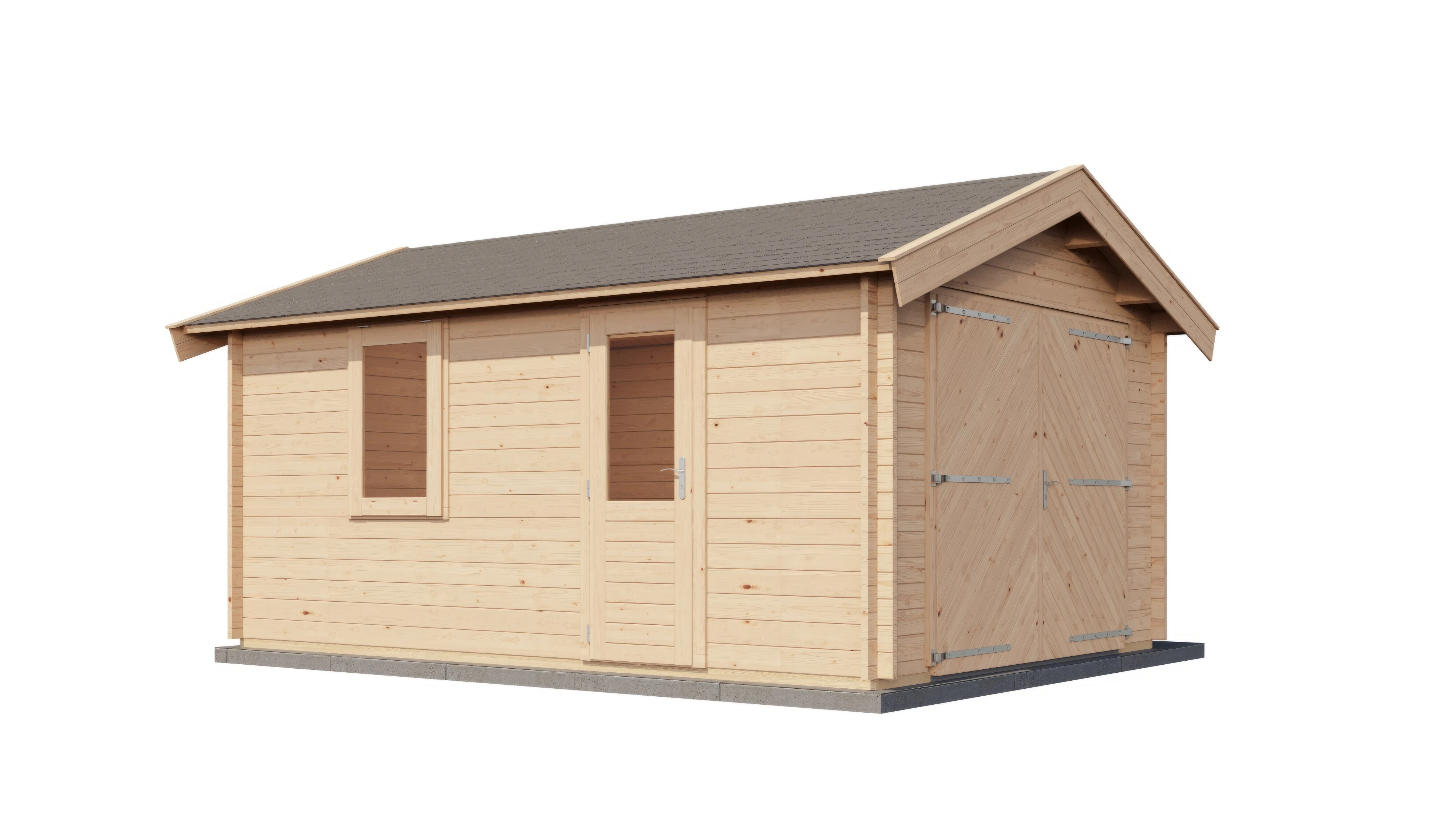 Lugarde Select Blockhaus Hamminkeln mit Garagentor 350x500cm - Unbehandelt