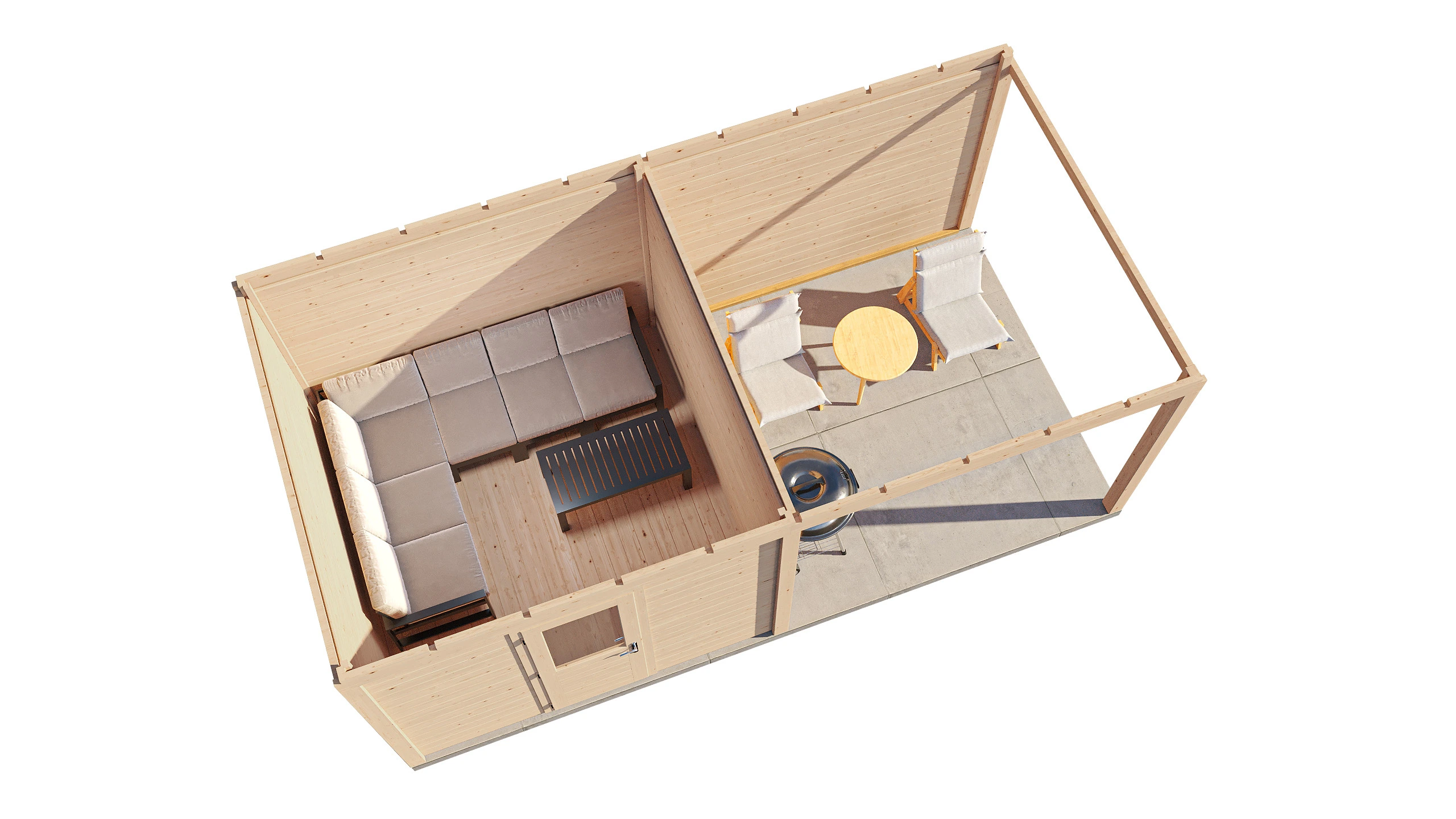 Lugarde Select Modern Gartenhaus 28mm Augsburg 388x200cm - Unbehandelt