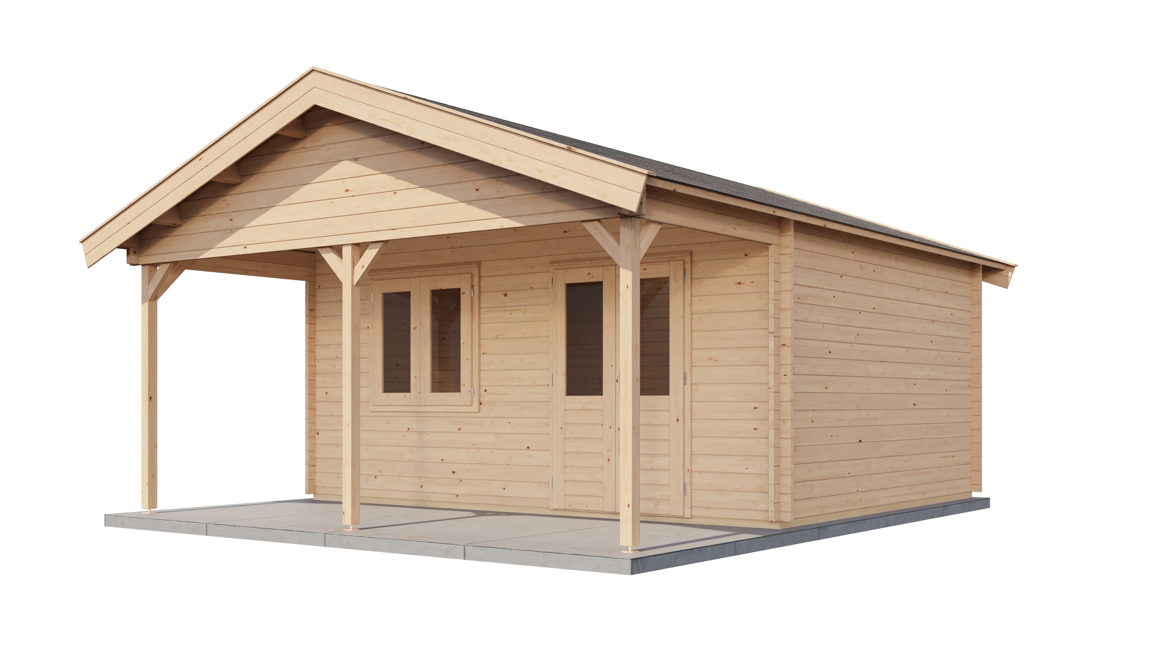 Lugarde Select Blockhaus Hof mit Vordach 500x400cm + 200cm -