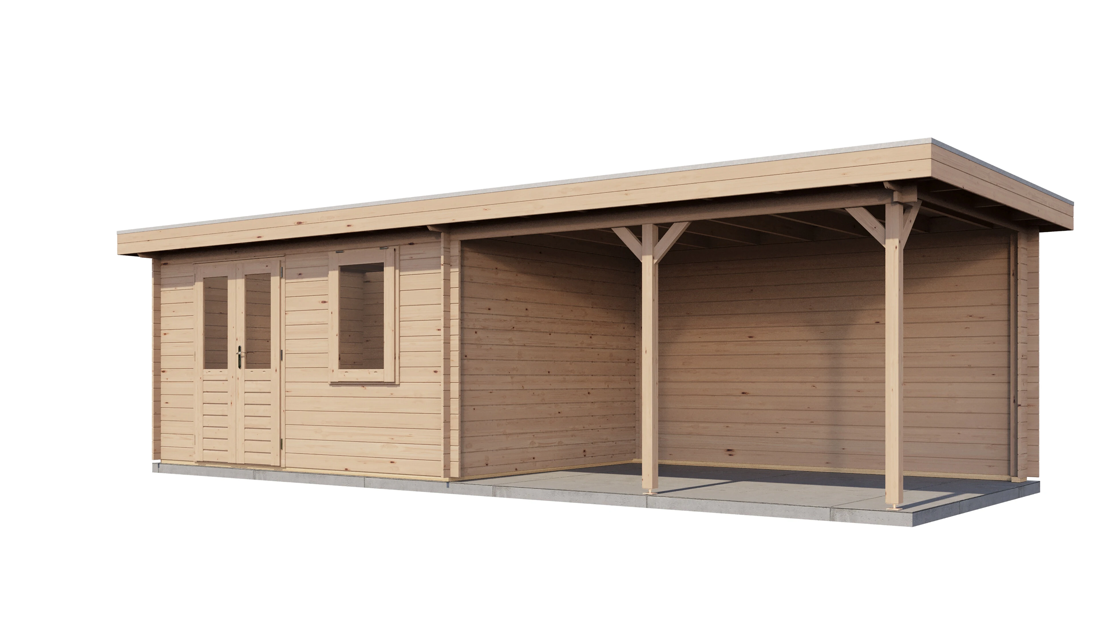 Lugarde Select Blockhaus Chemnitz mit Vordach 400x300cm + 400cm -