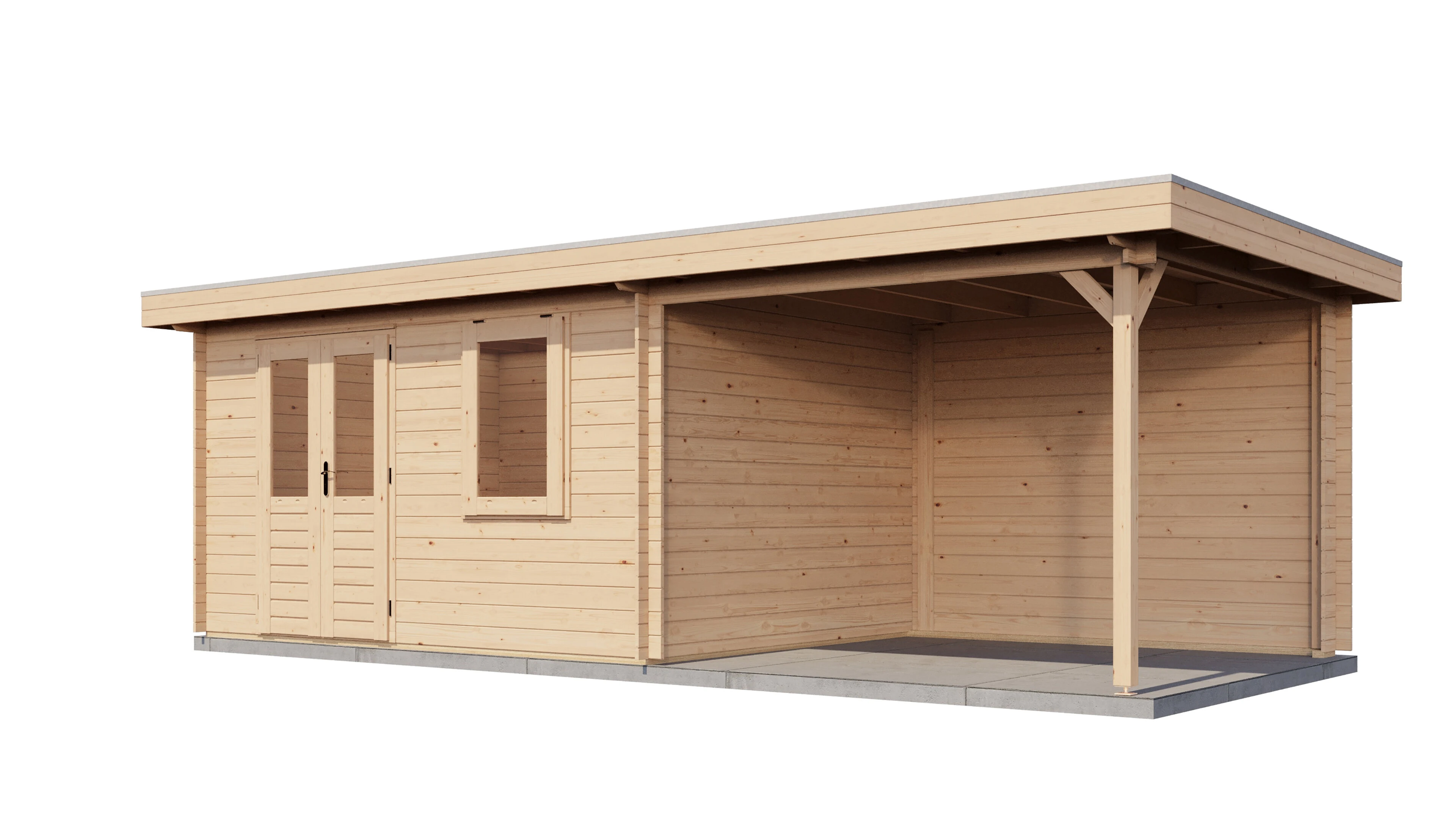Lugarde Select Blockhaus Celle mit Vordach 400x300cm + 300cm -