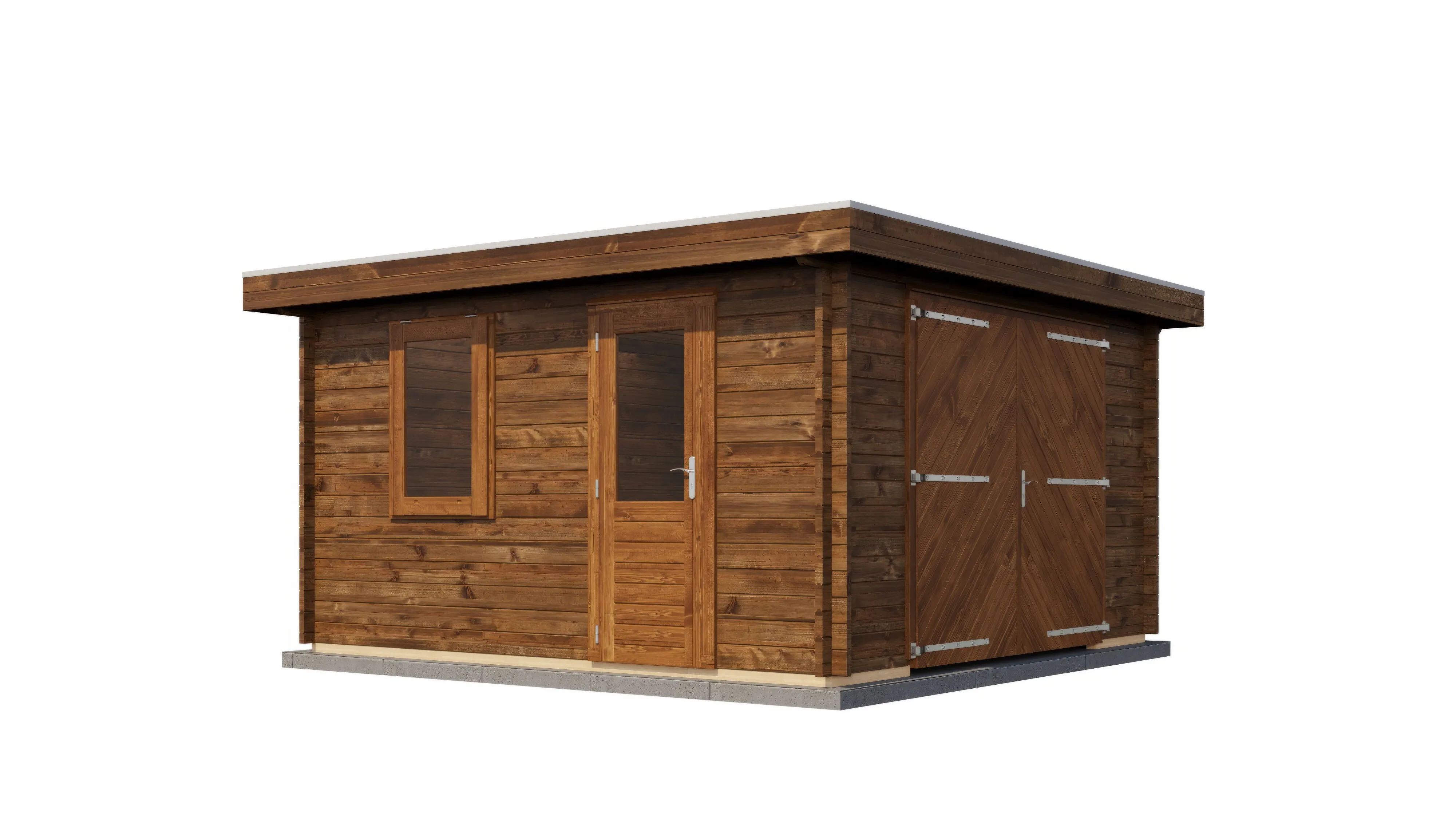 Lugarde Select Blockhaus Hoyerswerda mit Garagentor 400x400cm - Kesseldruck Braun