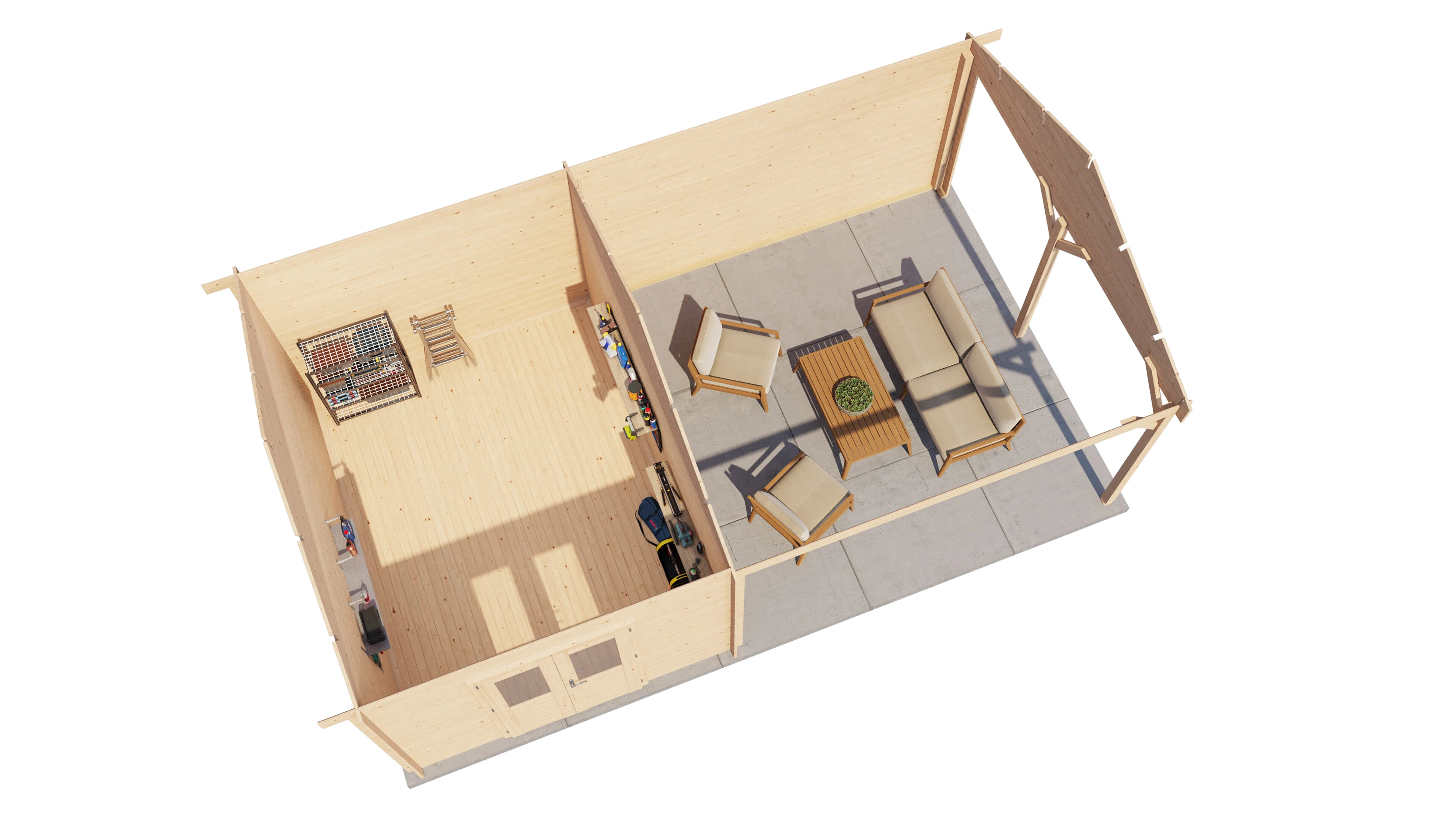 Lugarde Select Blockhaus Gelsenkirchen mit Vordach 300x400cm + 400cm -