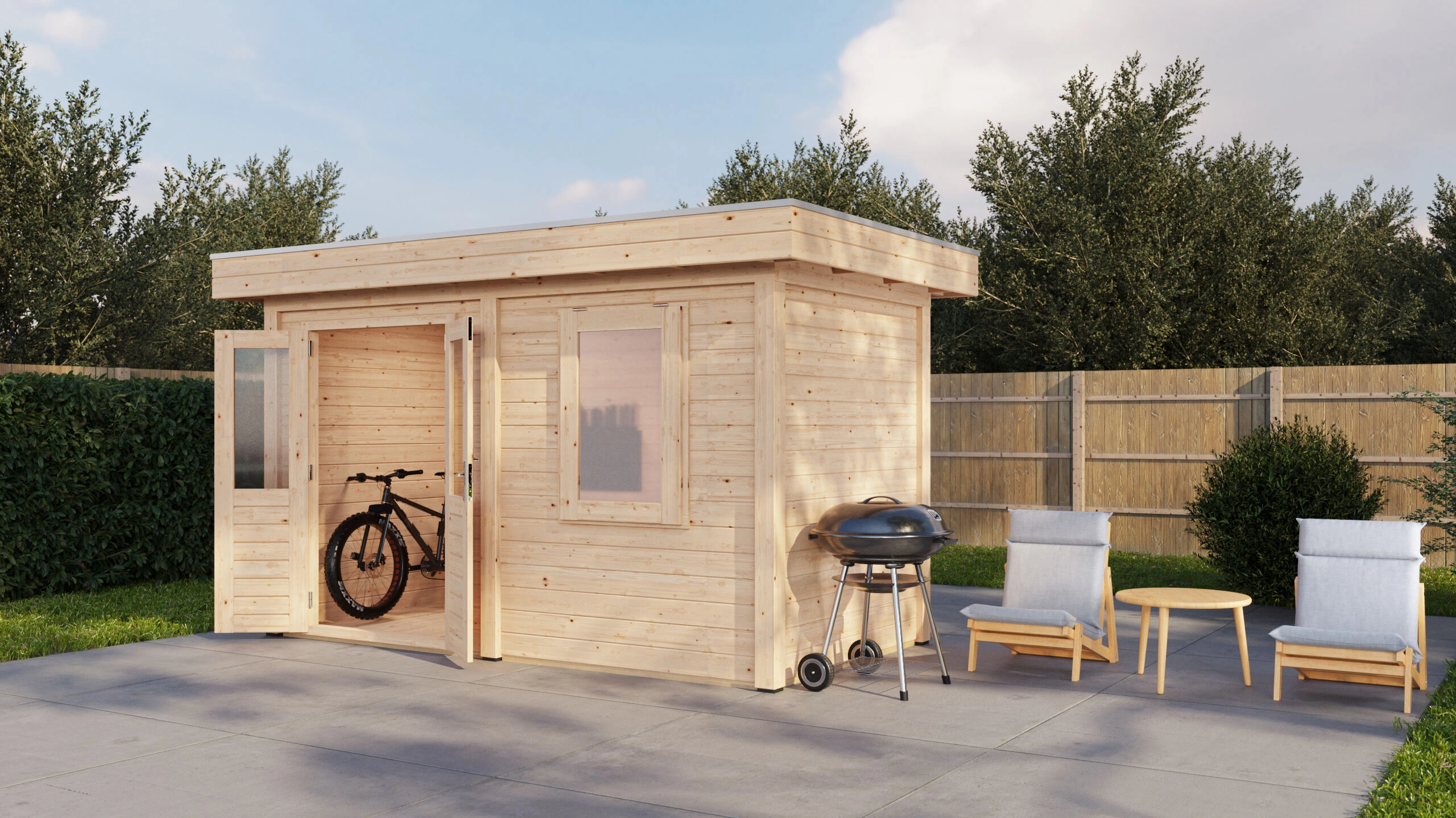 Lugarde Select Modern Gartenhaus 28mm Freiburg 388x250cm - Unbehandelt