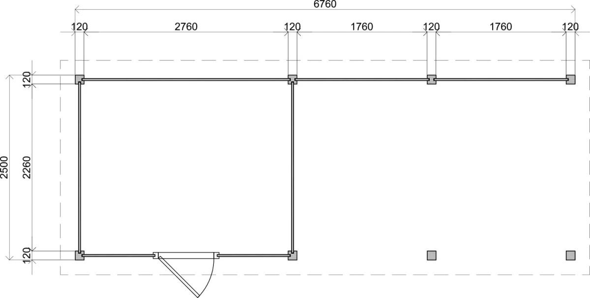 Lugarde Select Modern Gartenhaus 28mm mit Vordach Duisburg 300x250cm + 400cm - Unbehandelt