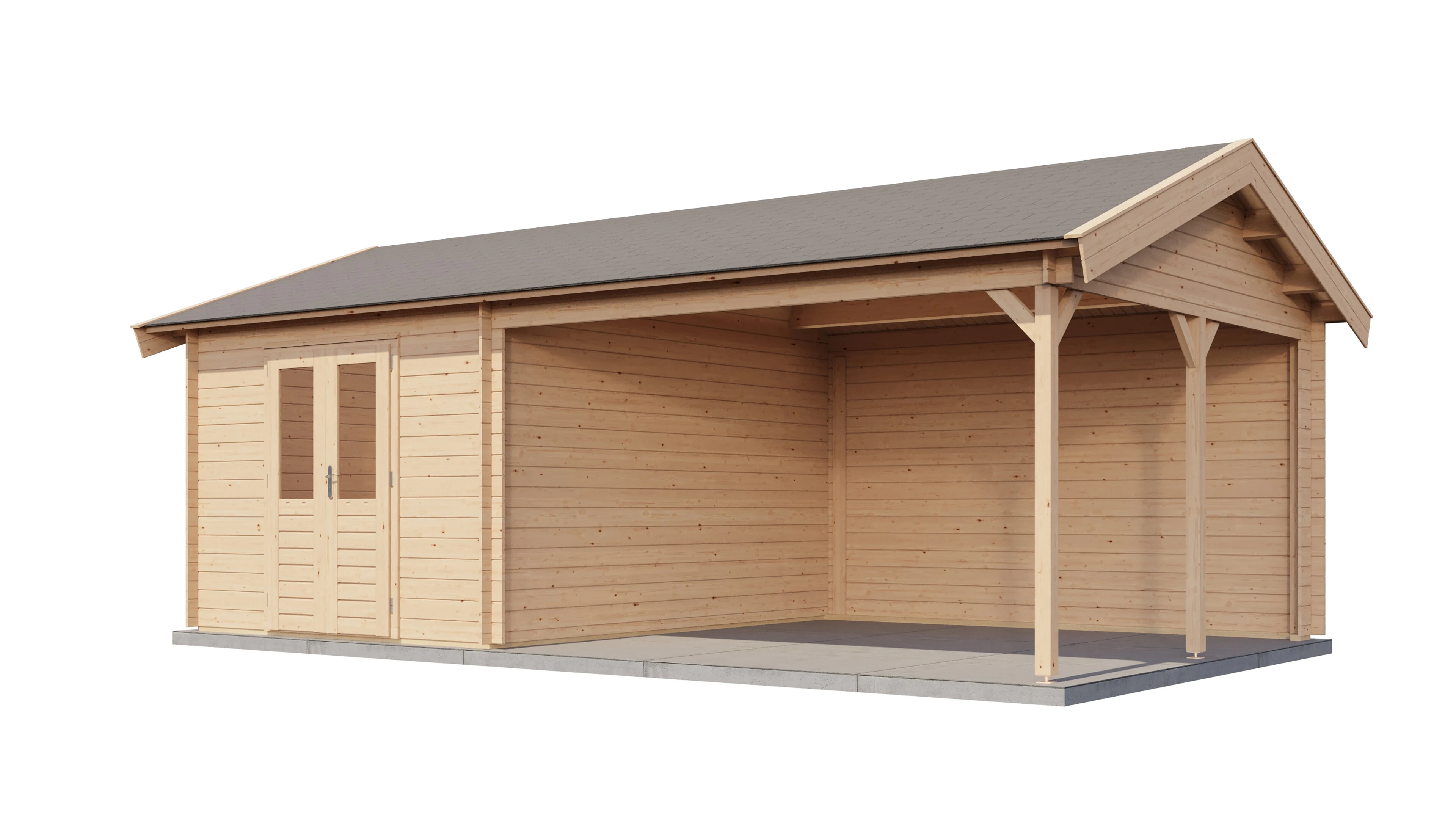 Lugarde Select Blockhaus Gelsenkirchen mit Vordach 300x400cm + 400cm -