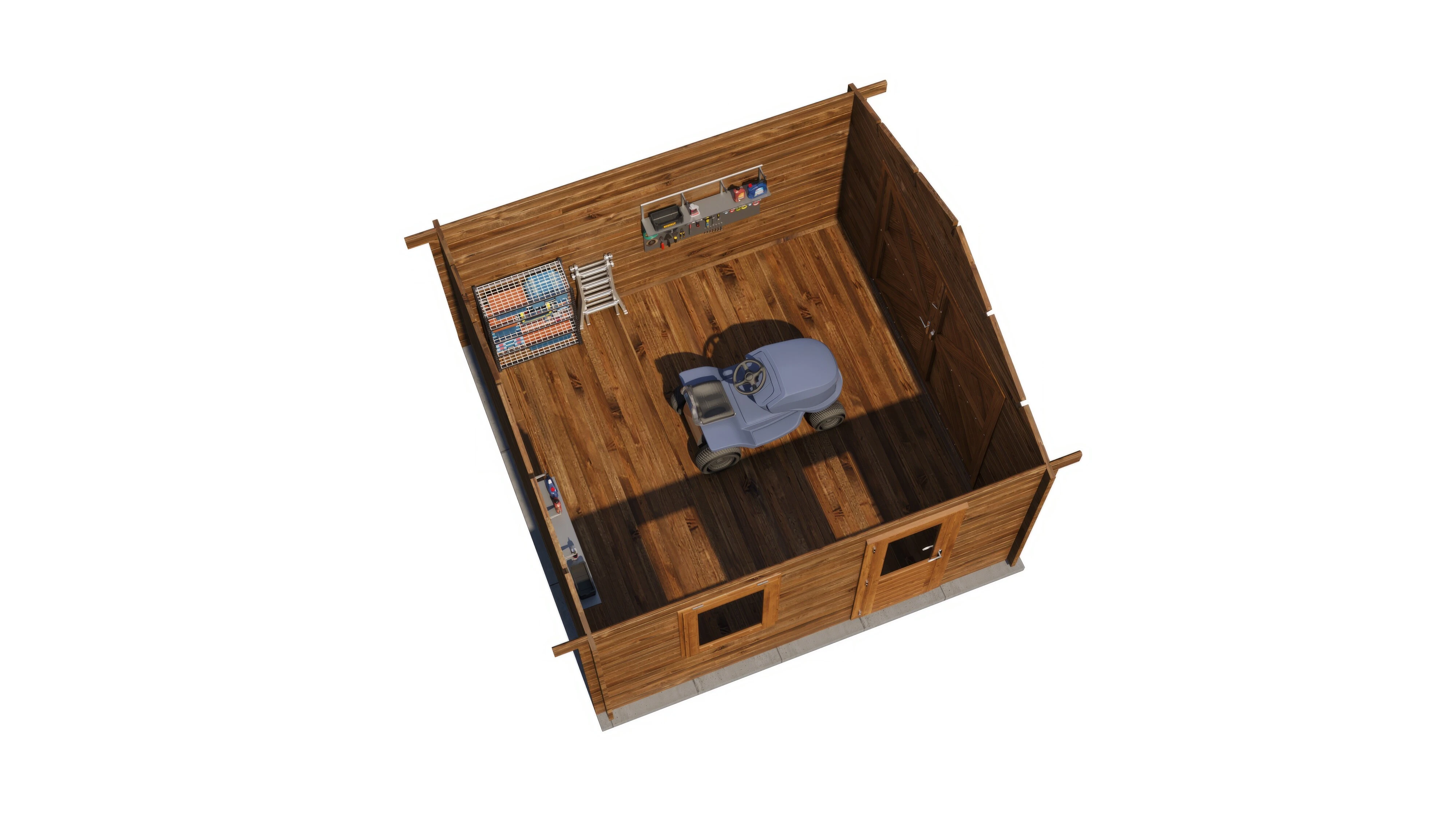 Lugarde Select Blockhaus Ingolstadt mit Garagentor 400x400cm - Kesseldruck Braun