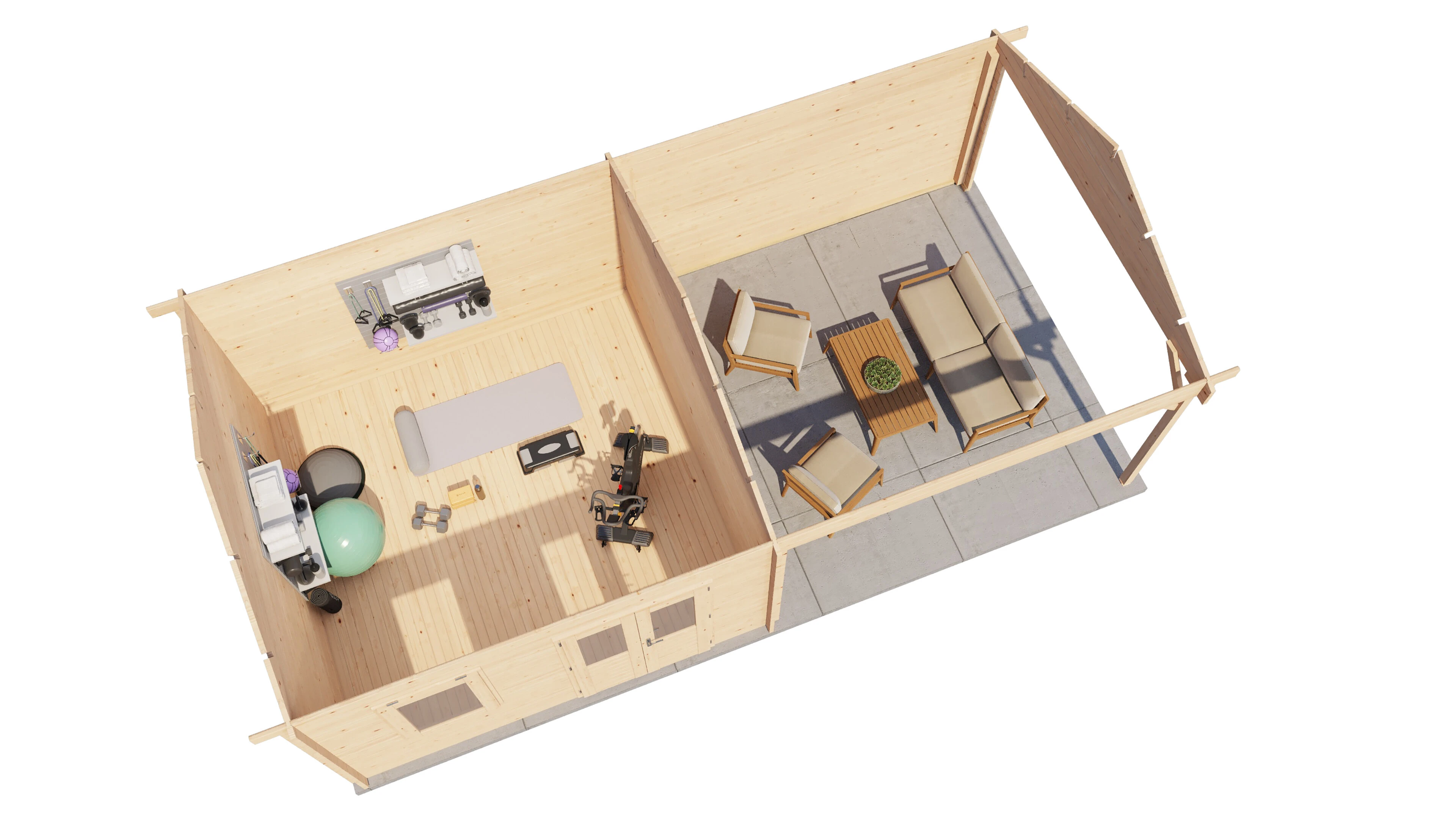 Lugarde Select Blockhaus Halberstadt mit Vordach 400x400cm + 400cm -