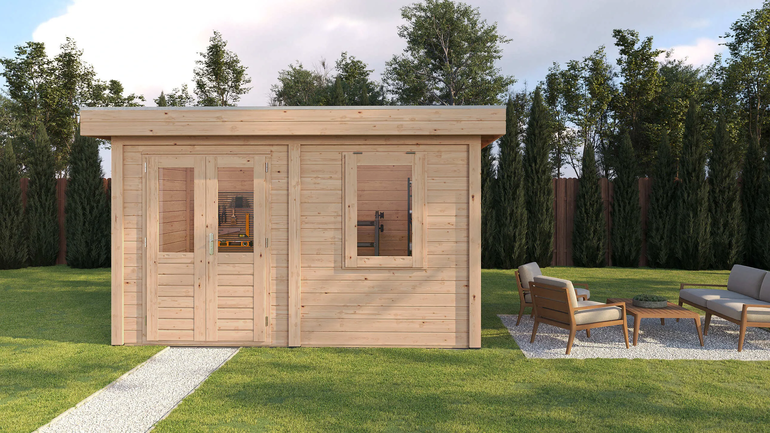 Lugarde Select Veranda Erding 388x250cm - 28mm - Flachdach -