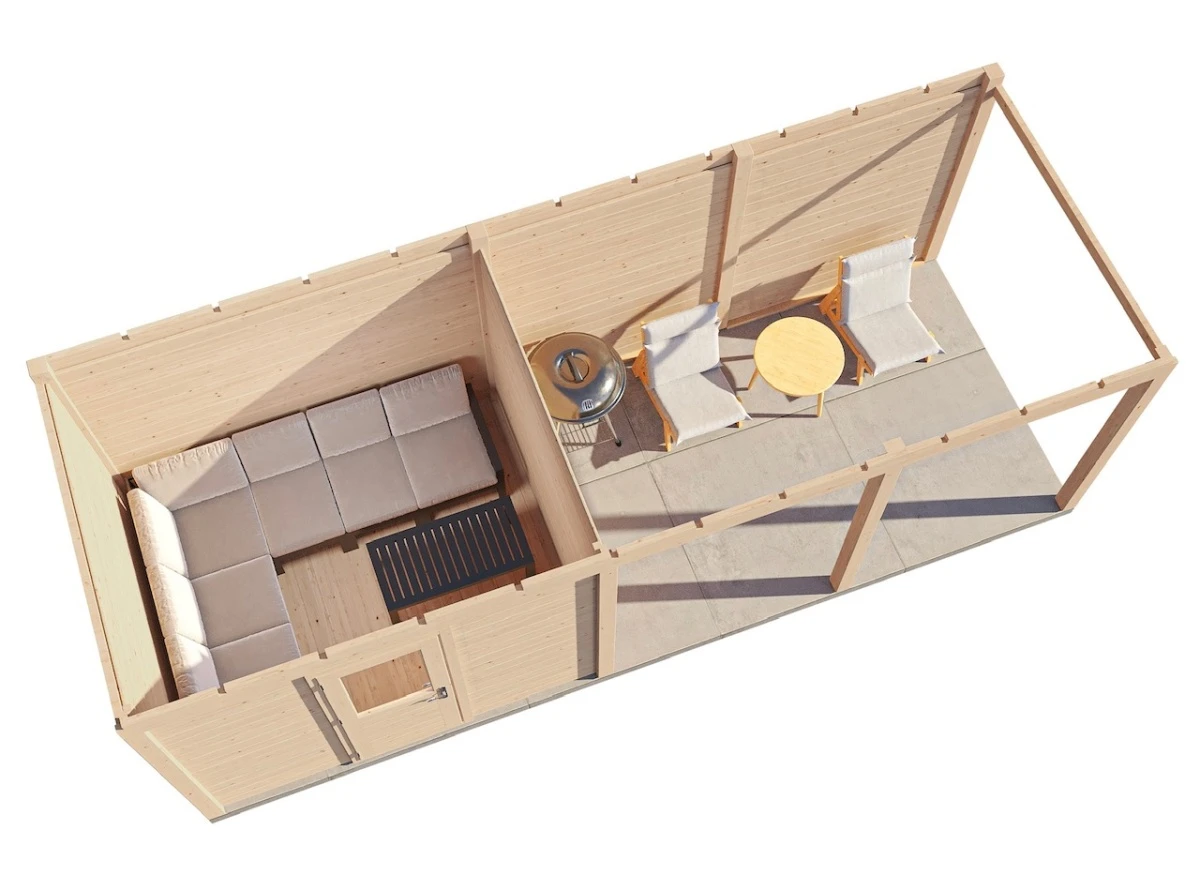 Lugarde Select Modern Gartenhaus 28mm mit Vordach Duisburg 300x250cm + 400cm - Unbehandelt