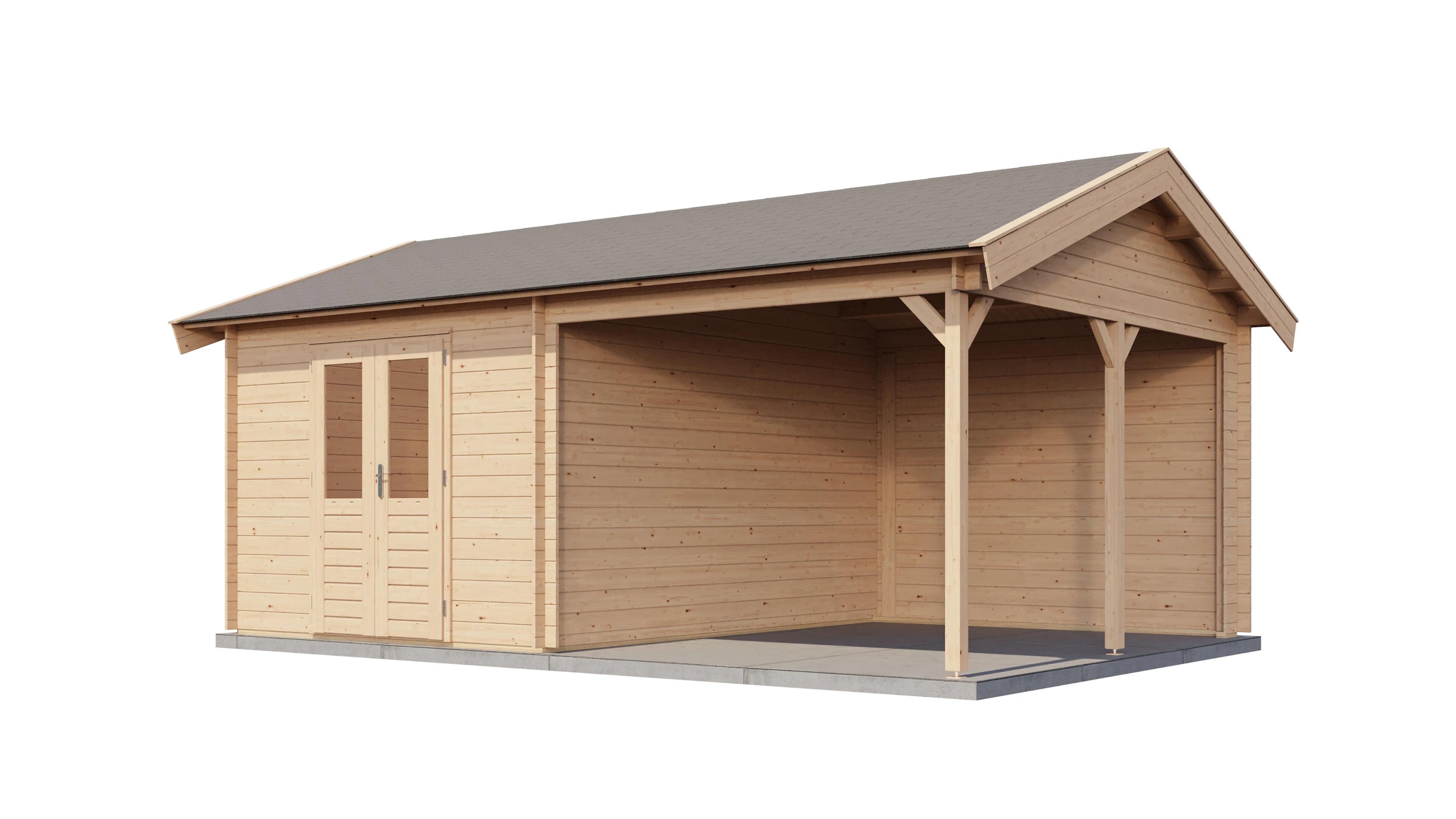 Lugarde Select Blockhaus Garmisch-Partenkirchen mit Vordach 300x400cm + 300cm -